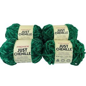 Premier JUST CHENILLE Yarn 65 yards (Lot of 4) DEEP EMERALD Super Bulky NEW